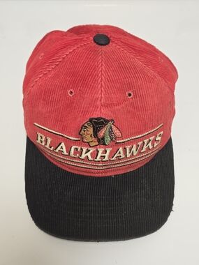 Vintage Chicago Blackhawks Corduroy Snapback Hat Ted Fletcher The Classic